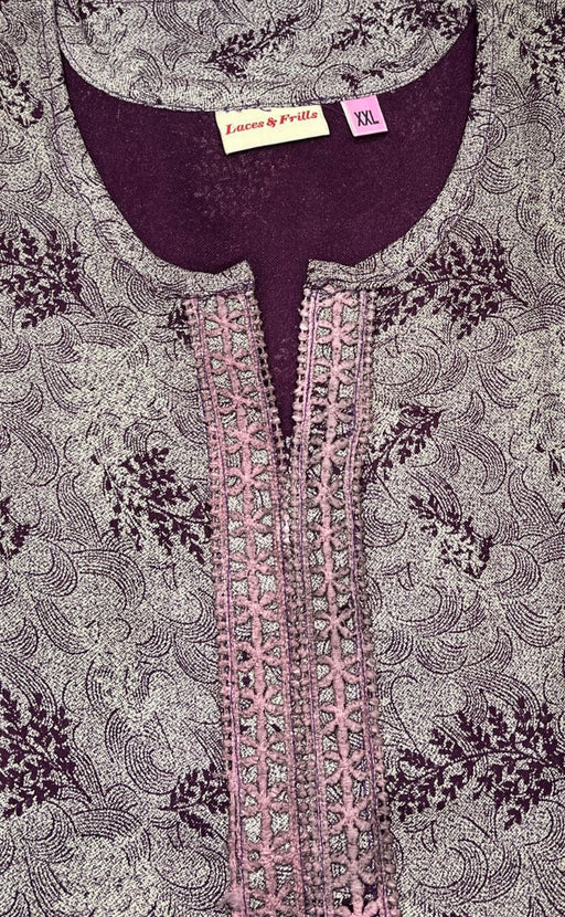 Violet Leafy Spun Nighty. Pure Durable Cotton | Laces and Frills - Laces and Frills