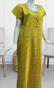 Yellow Garden Pure Cotton Nighty. Pure Durable Cotton | Laces and Frills - Laces and Frills