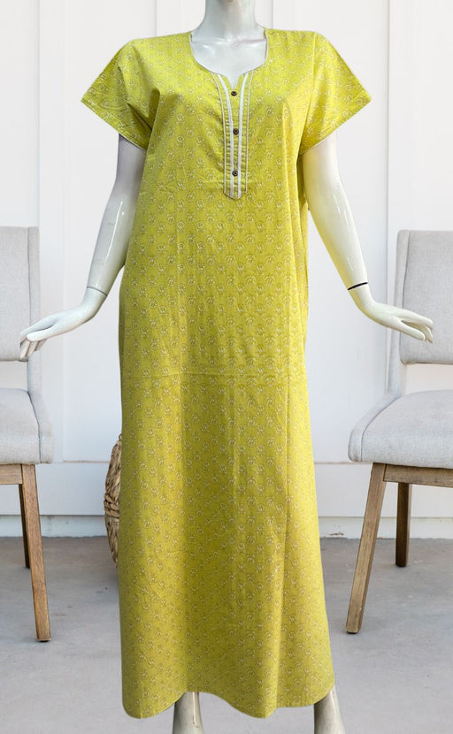 Yellow Tiny Flora Pure Cotton Nighty. Pure Durable Cotton | Laces and Frills - Laces and Frills