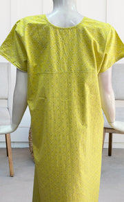 Yellow Tiny Flora Pure Cotton Nighty. Pure Durable Cotton | Laces and Frills - Laces and Frills