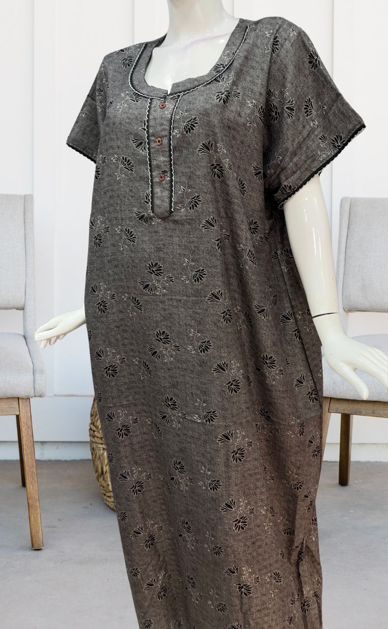 Black Flora Spun Nighty. Flowy Spun Fabric | Laces and Frills - Laces and Frills