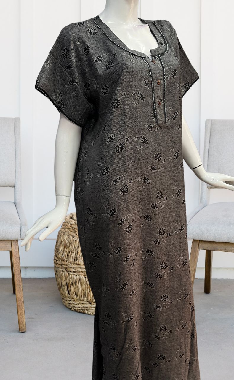 Black Flora Spun Nighty. Flowy Spun Fabric | Laces and Frills - Laces and Frills