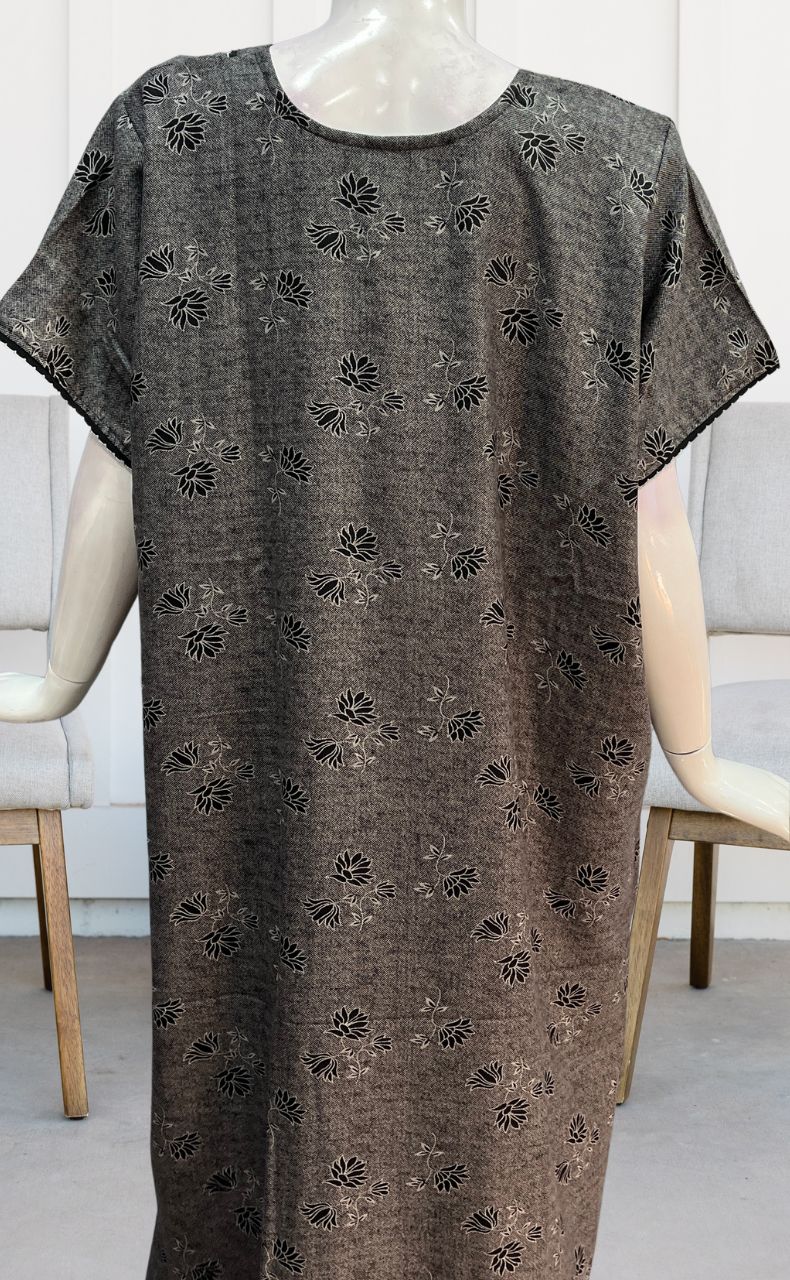 Black Flora Spun Nighty. Flowy Spun Fabric | Laces and Frills - Laces and Frills