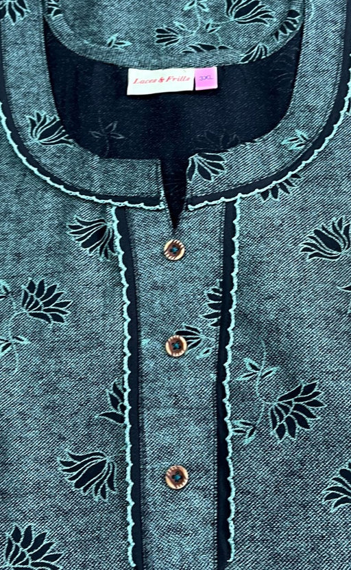 Green Flora Spun Nighty. Flowy Spun Fabric | Laces and Frills - Laces and Frills