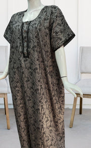 Black Tiny Floral Spun Nighty. Flowy Spun Fabric | Laces and Frills - Laces and Frills