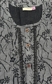 Black Tiny Floral Spun Nighty. Flowy Spun Fabric | Laces and Frills - Laces and Frills