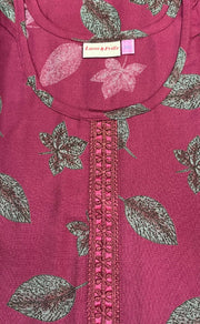 Maroon Leafy Spun Nighty. Flowy Spun Fabric | Laces and Frills - Laces and Frills