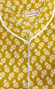 Mustard Buds Pure Cotton Zip Nighty. Pure Durable Cotton | Laces and Frills - Laces and Frills
