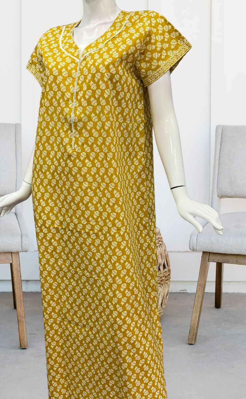 Mustard Buds Pure Cotton Zip Nighty. Pure Durable Cotton | Laces and Frills - Laces and Frills