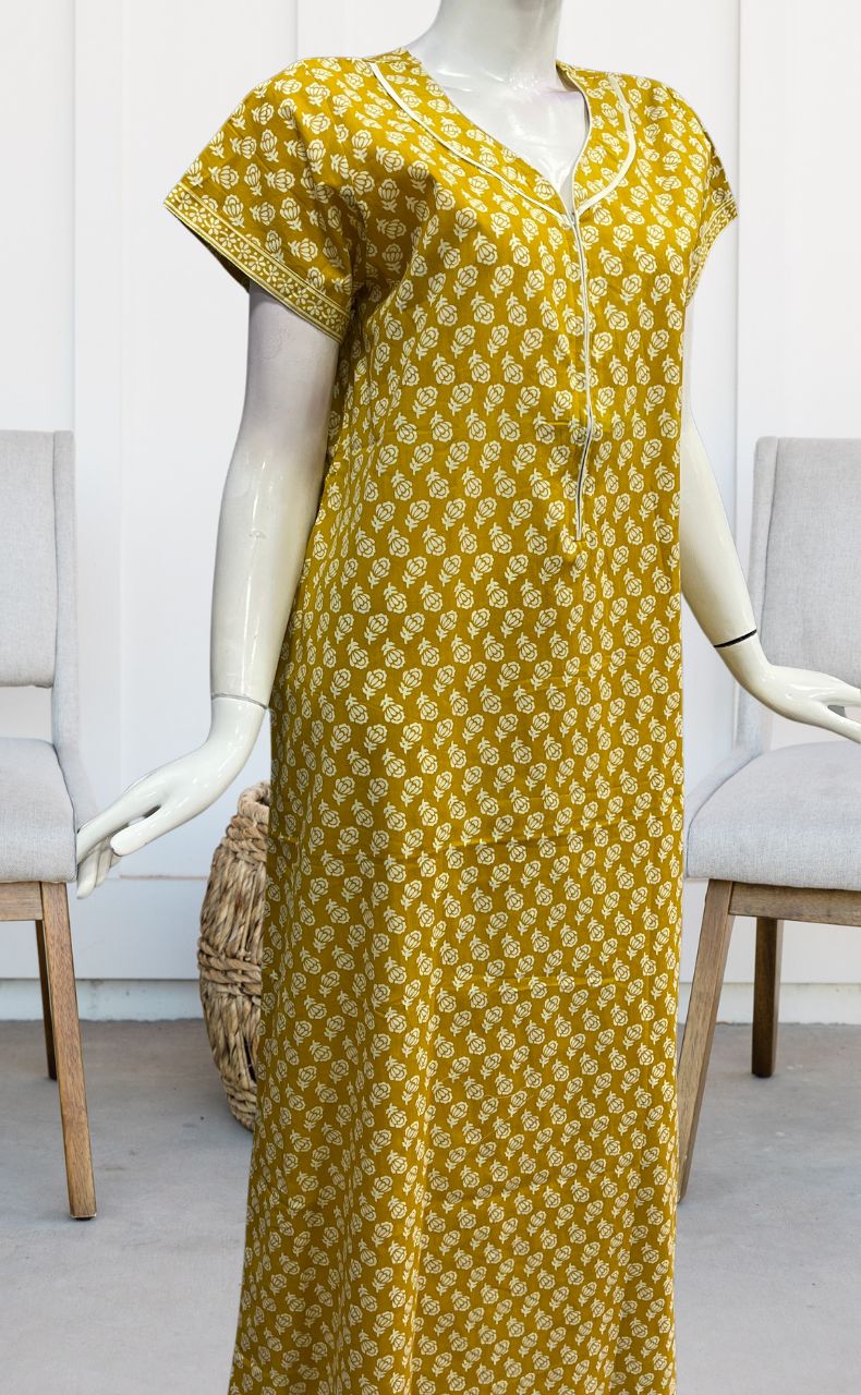 Mustard Buds Pure Cotton Zip Nighty. Pure Durable Cotton | Laces and Frills - Laces and Frills