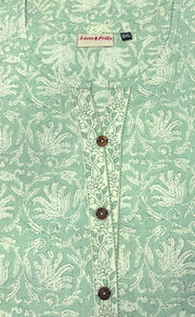 Pista Green Floral Pure Cotton Nighty. Pure Durable Cotton | Laces and Frills - Laces and Frills