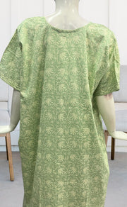 Pista Green Floral Pure Cotton Nighty. Pure Durable Cotton | Laces and Frills - Laces and Frills