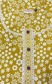 Yellow Tiny Floral Pure Cotton Nighty. Pure Durable Cotton | Laces and Frills - Laces and Frills