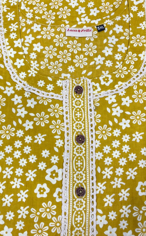 Yellow Tiny Floral Pure Cotton Nighty. Pure Durable Cotton | Laces and Frills - Laces and Frills