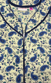 Off White/Blue Manga Motifs Pure Cotton Nighty. Pure Durable Cotton | Laces and Frills - Laces and Frills