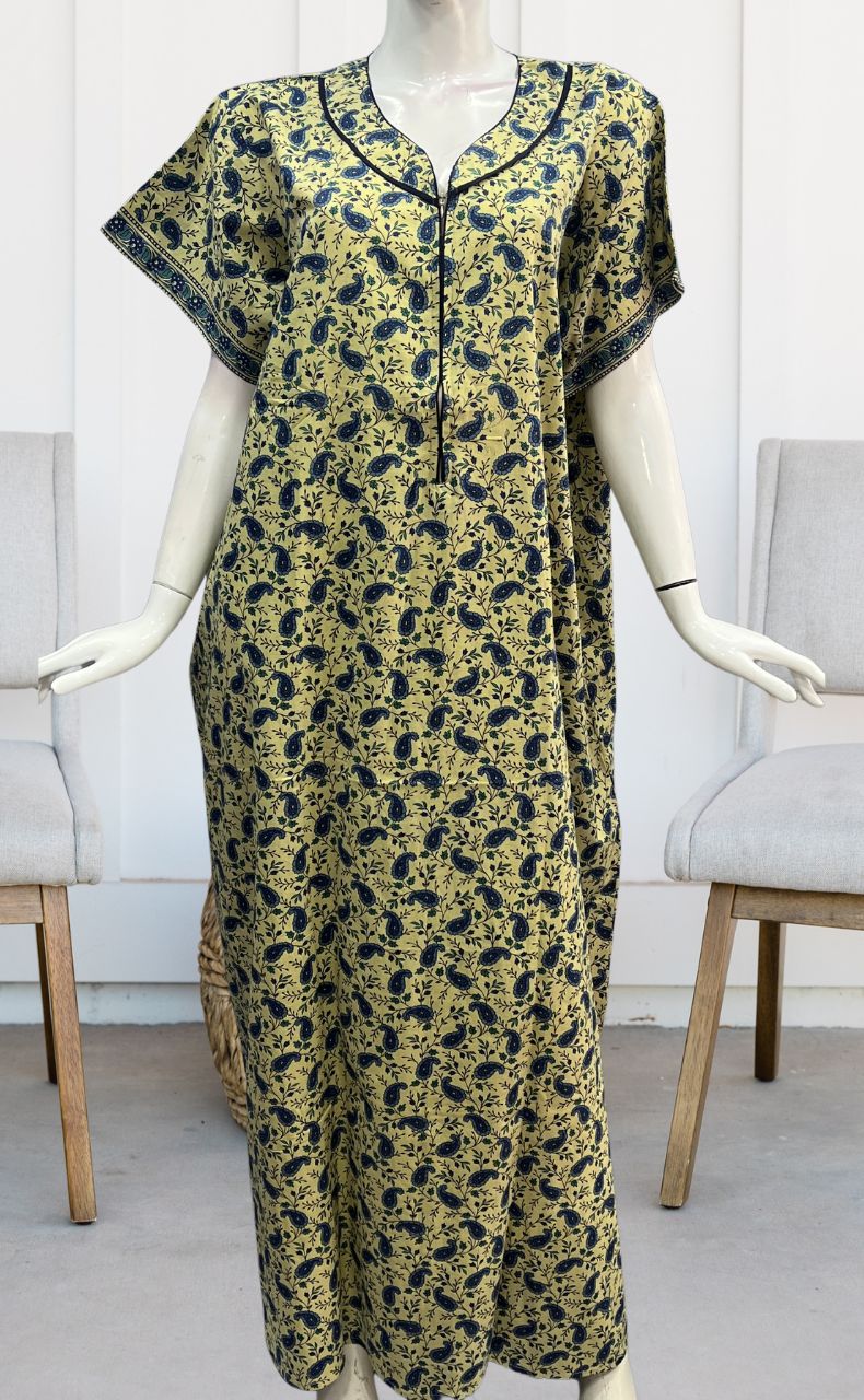 Off White/Blue Manga Motifs Pure Cotton Nighty. Pure Durable Cotton | Laces and Frills - Laces and Frills