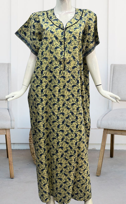 Off White/Blue Manga Motifs Pure Cotton Nighty. Pure Durable Cotton | Laces and Frills - Laces and Frills