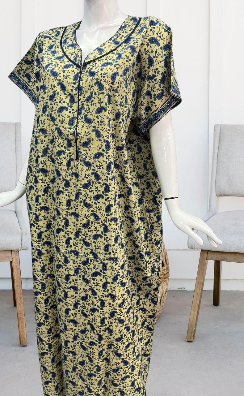 Off White/Blue Manga Motifs Pure Cotton Nighty. Pure Durable Cotton | Laces and Frills - Laces and Frills