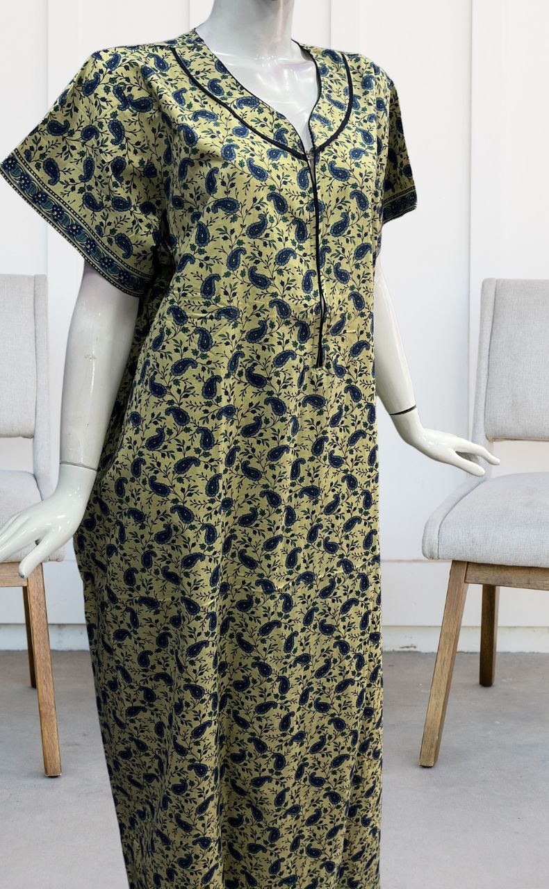 Off White/Blue Manga Motifs Pure Cotton Nighty. Pure Durable Cotton | Laces and Frills - Laces and Frills