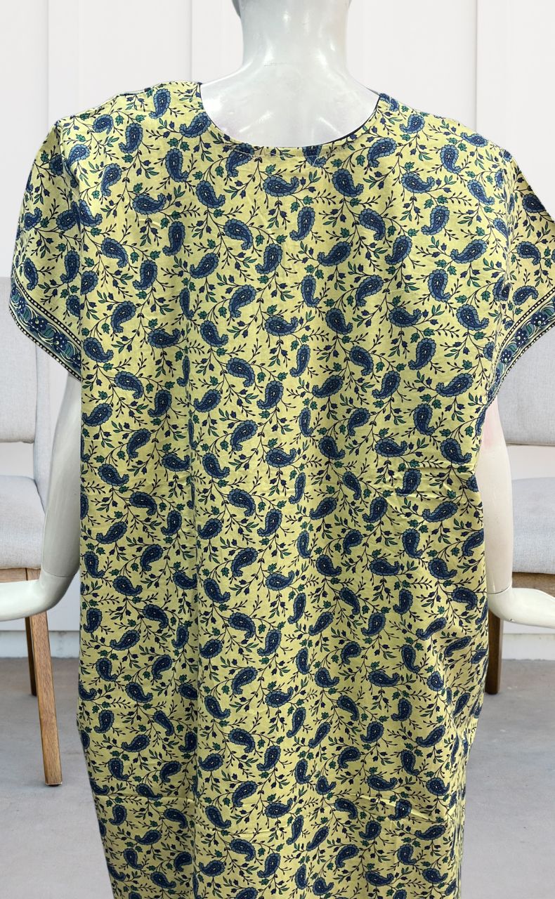 Off White/Blue Manga Motifs Pure Cotton Nighty. Pure Durable Cotton | Laces and Frills - Laces and Frills