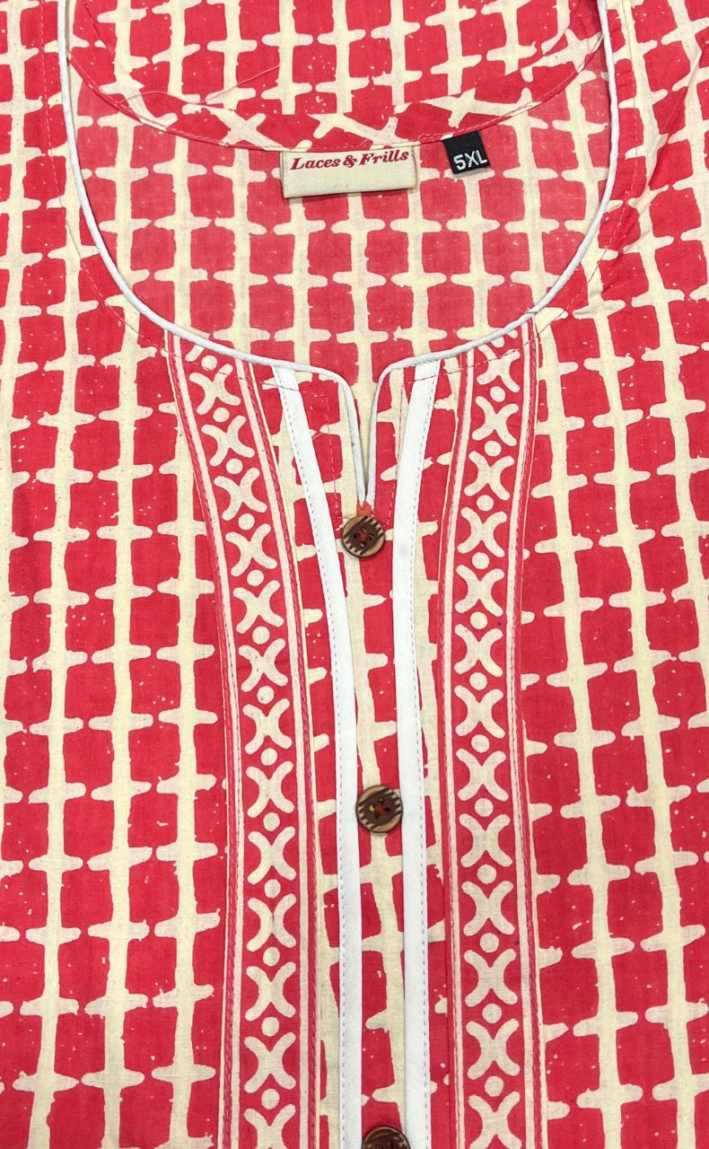 Peach Abstract Pure Cotton Nighty. Pure Durable Cotton | Laces and Frills - Laces and Frills