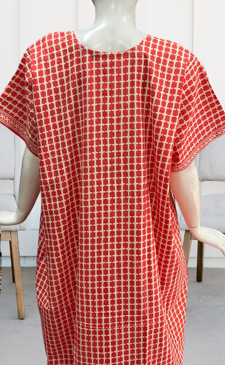 Peach Abstract Pure Cotton Nighty. Pure Durable Cotton | Laces and Frills - Laces and Frills