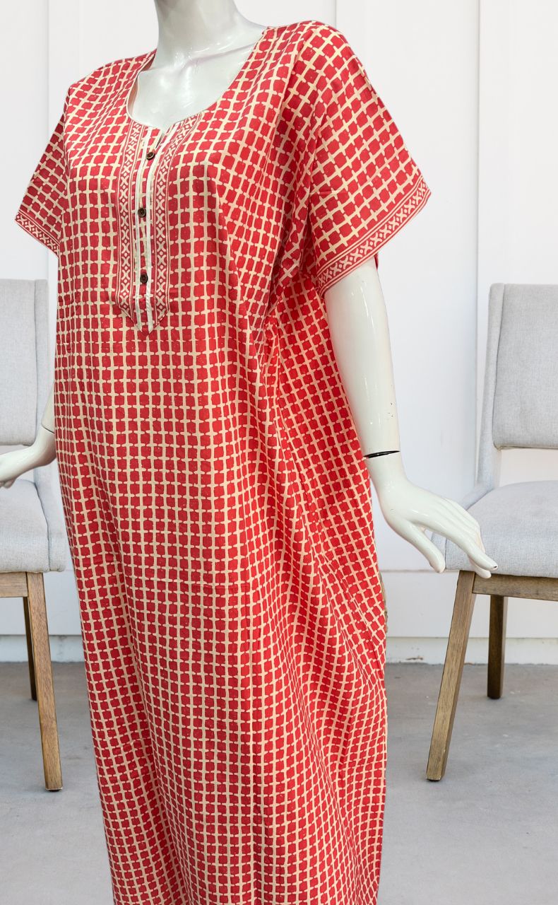 Peach Abstract Pure Cotton Nighty. Pure Durable Cotton | Laces and Frills - Laces and Frills