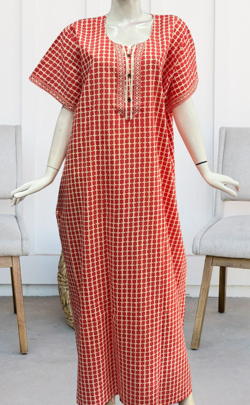 Peach Abstract Pure Cotton Nighty. Pure Durable Cotton | Laces and Frills - Laces and Frills