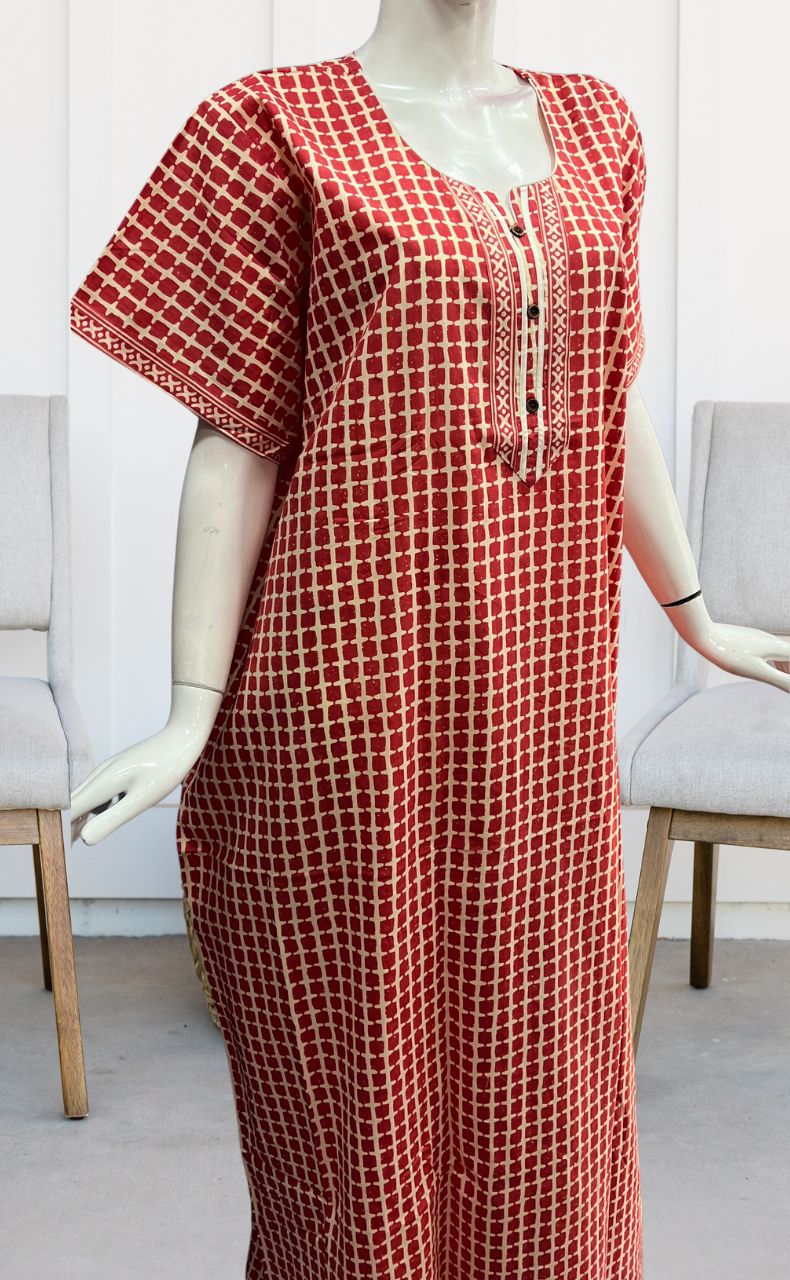 Peach Abstract Pure Cotton Nighty. Pure Durable Cotton | Laces and Frills - Laces and Frills