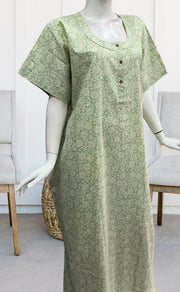 Pista Green Garden Pure Cotton Nighty. Pure Durable Cotton | Laces and Frills - Laces and Frills