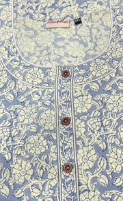 Light Blue Garden Pure Cotton Nighty. Pure Durable Cotton | Laces and Frills - Laces and Frills