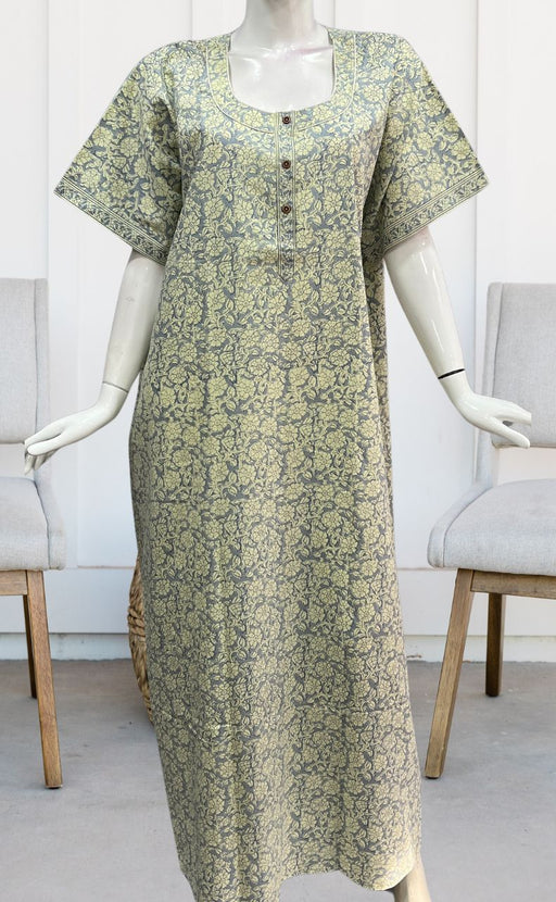 Light Blue Garden Pure Cotton Nighty. Pure Durable Cotton | Laces and Frills - Laces and Frills