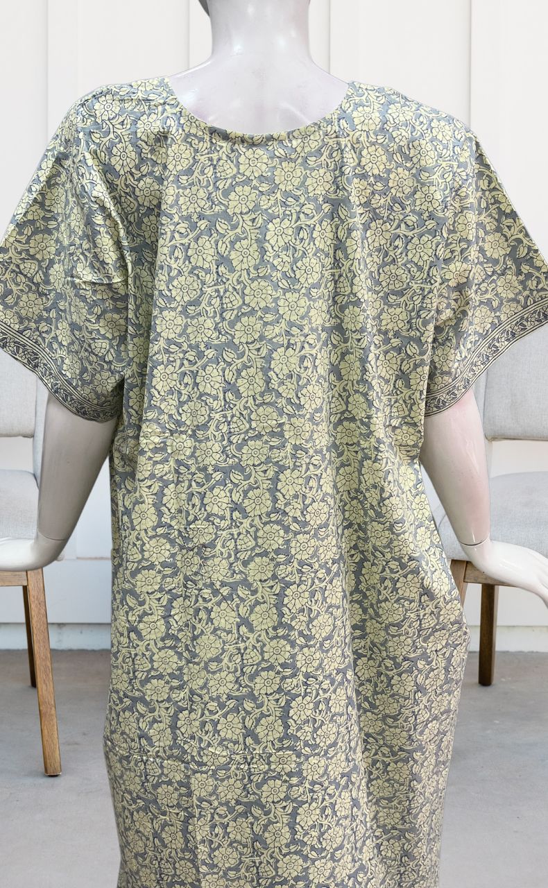 Light Blue Garden Pure Cotton Nighty. Pure Durable Cotton | Laces and Frills - Laces and Frills