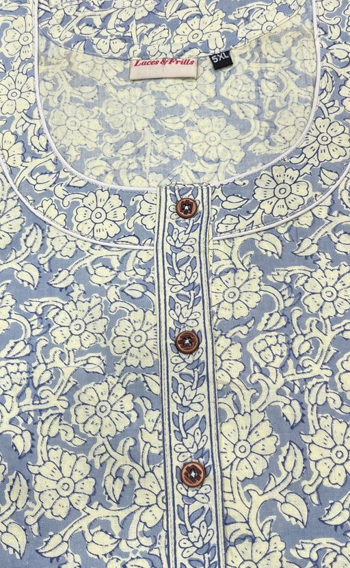Light Blue Garden Pure Cotton Nighty. Pure Durable Cotton | Laces and Frills - Laces and Frills