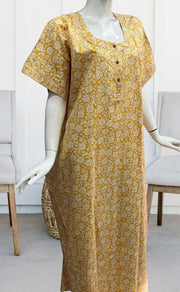 Yellow Garden Pure Cotton Nighty. Pure Durable Cotton | Laces and Frills - Laces and Frills