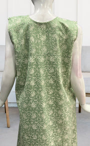 Pista Green Garden Sleeveless Pure Cotton Nighty. Pure Durable Cotton | Laces and Frills - Laces and Frills