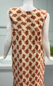 Off White/Rust Maroon Floral Sleeveless Pure Cotton Nighty. Pure Durable Cotton | Laces and Frills