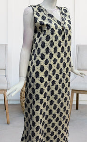 Off White/Black Manga Motif Sleeveless Pure Cotton Nighty. Pure Durable Cotton | Laces and Frills - Laces and Frills