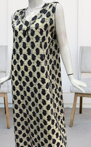 Off White/Black Manga Motif Sleeveless Pure Cotton Nighty. Pure Durable Cotton | Laces and Frills - Laces and Frills