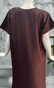 Brown Embroidery Soft Cotton Nighty. Soft Breathable Fabric | Laces and Frills