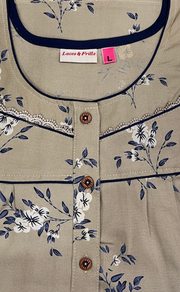 Beige Floral Spun Nighty. Flowy Spun Fabric | Laces and Frills