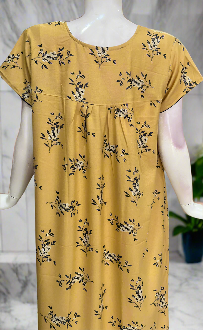 Yellow Floral Spun  Nighty. Flowy Spun Fabric | Laces and Frills