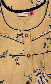 Yellow Floral Spun  Nighty. Flowy Spun Fabric | Laces and Frills