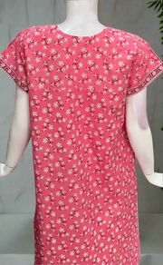 Pink Floral Pure Cotton Nighty. Pure Durable Cotton | Laces and Frills