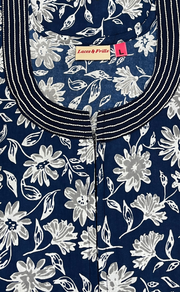 Blue Flora Pure Cotton Zip Nighty. Pure Durable Cotton | Laces and Frills