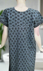 Grey Flora Pure Cotton Zip Nighty. Pure Durable Cotton | Laces and Frills