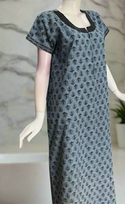 Grey Flora Pure Cotton Zip Nighty. Pure Durable Cotton | Laces and Frills