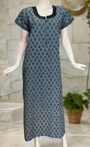 Grey Flora Pure Cotton Zip Nighty. Pure Durable Cotton | Laces and Frills