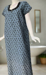 Grey Flora Pure Cotton Zip Nighty. Pure Durable Cotton | Laces and Frills