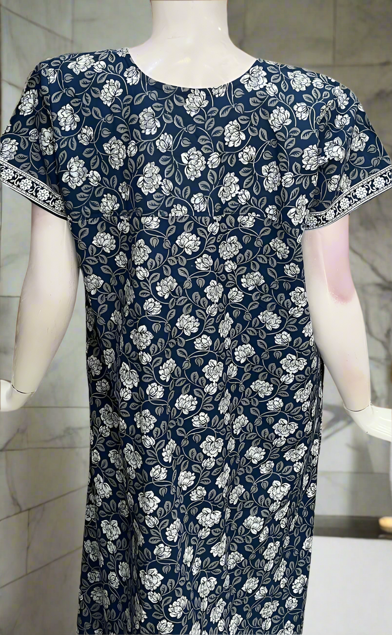 Blue Garden Pure Cotton Nighty. Pure Durable Cotton | Laces and Frills